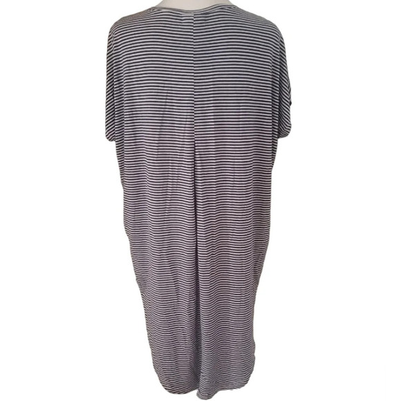 Anthropologie Floreat Navy White Stripe Oversize Tunic Top Pleat Back Size Small - Picture 5 of 7